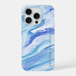 Türkisblaue Seascape-Marmor individuell anpassbar iPhone 15 Pro Hülle