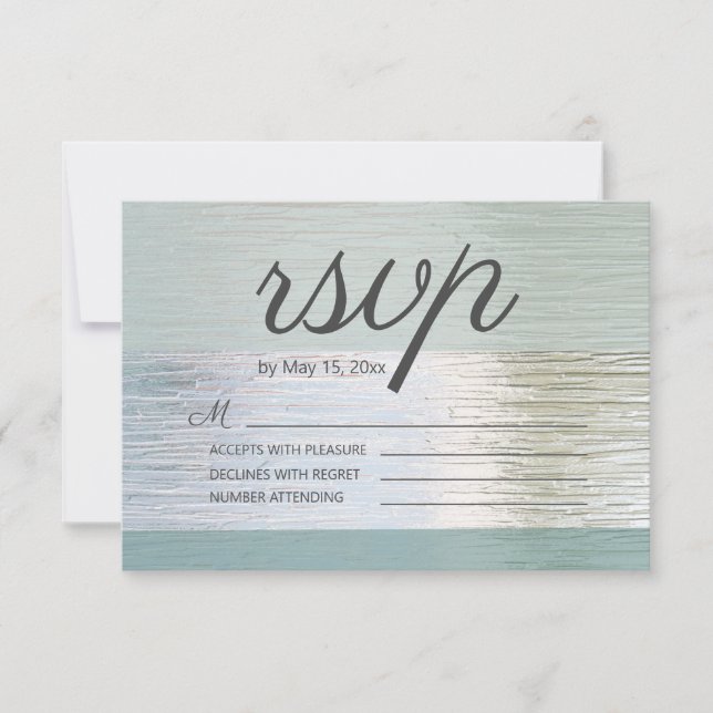 Türkisblaue Silbermedaille Hochzeit RSVP Karte (Vorderseite)