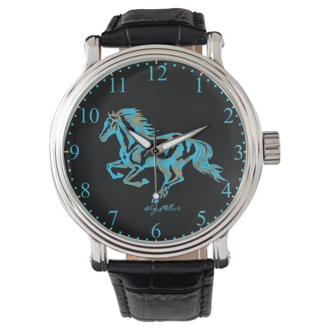 Türkisblaue Silhouette Armbanduhr (Vorderseite)