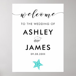 Türkisblaue Starfish Hochzeitssymbol Poster