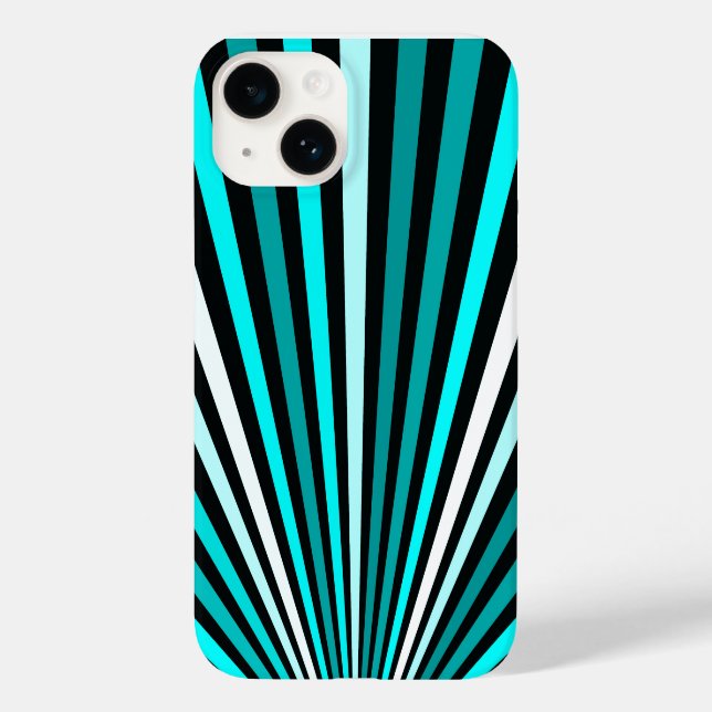 Türkisblaue Streifen Case-Mate iPhone 14 Hülle (Rückseite)