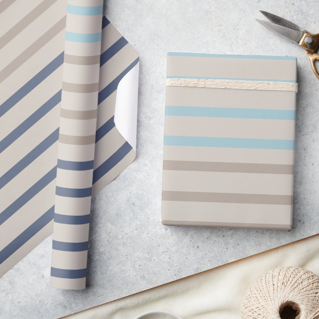 Türkisblaue und beige Streifen Geschenkpapier (striped wrapping paper)