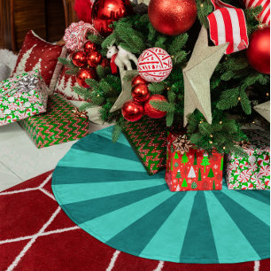 Türkisblaue und Türkise Sternenexplosionsstreifen Polyester Weihnachtsbaumdecke