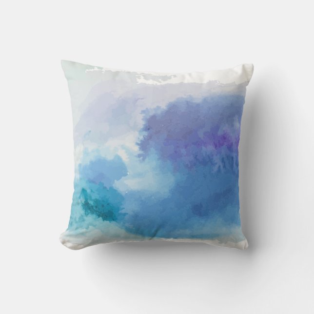 Türkisblaue Veilchen in Aquarellfarbe Kissen (Vorderseite)