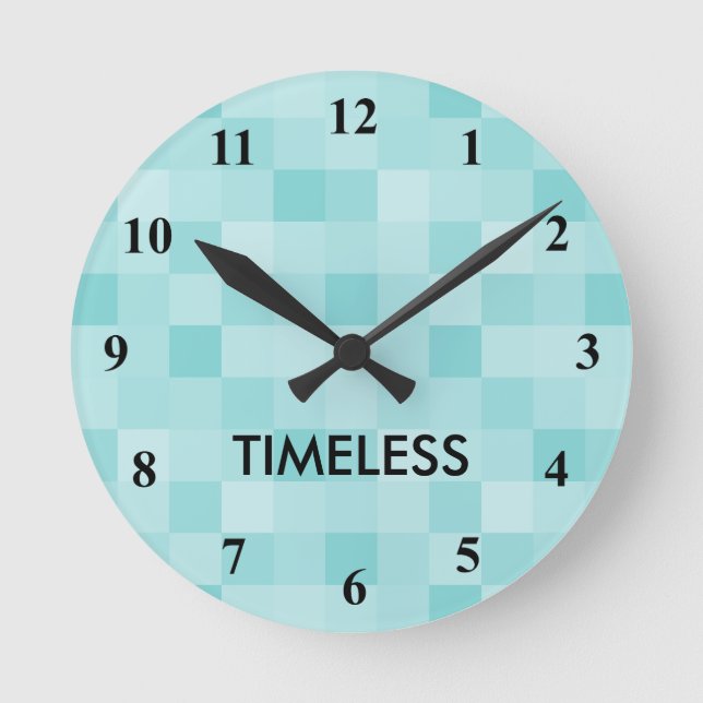 Türkisblaue, zeitlose Mosaikmaueruhr Runde Wanduhr (Vorderseite)
