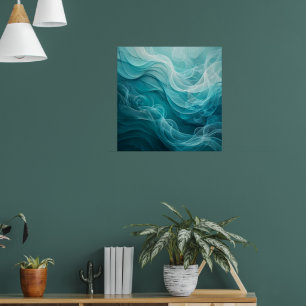 Türkisblauer Meer Himmel Wirbelnd Traumhaft Poster