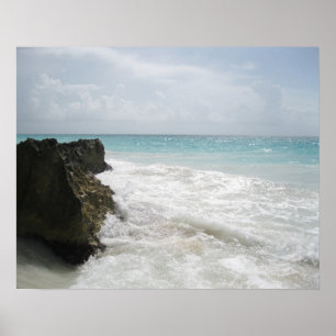Türkisblauer Ozean mit Schaumwellen Seascape Poster