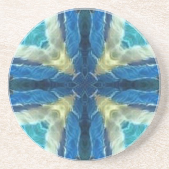 Türkisblaues Aquamarine, gelb, geometrisch Getränkeuntersetzer (Vorne)