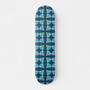 Türkisblaues Aquamarine, gelb, geometrisch Skateboard