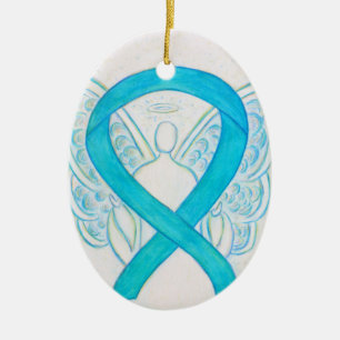 Türkisblaues Bewusstsein Ribbon Engel Ornament