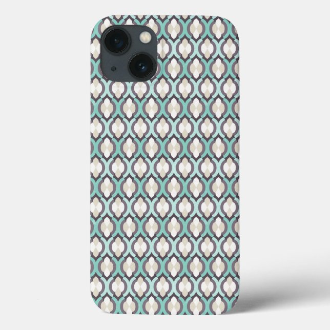 Türkisblaues marokkanisches Muster Case-Mate iPhone Hülle (Rückseite)