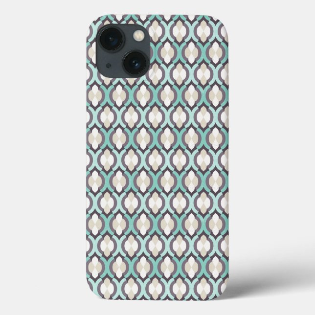 Türkisblaues marokkanisches Muster Case-Mate iPhone Hülle (Rückseite)