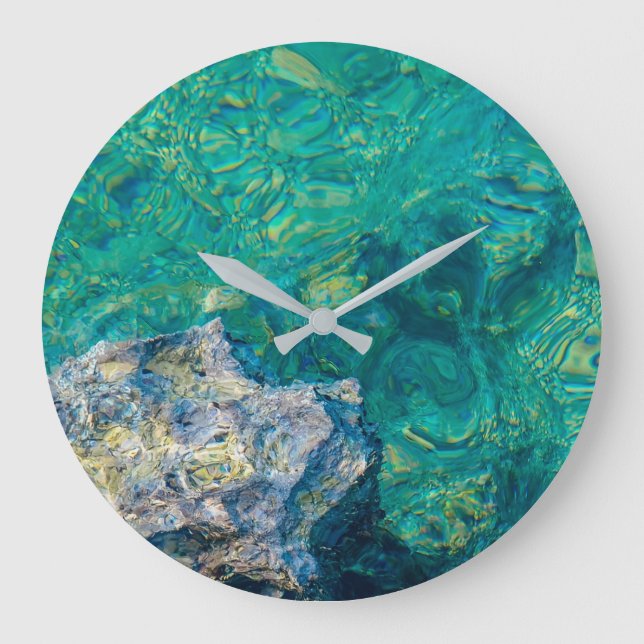Türkisblaues Meer Große Wanduhr (Vorderseite)