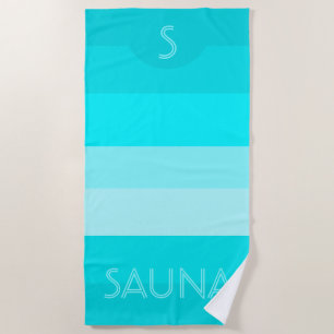 Türkisblaues Monogramm Streifenmuster Sauna Strandtuch