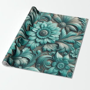 Türkisblaues Muster Türkisblau Aquamarin Geschenkpapier