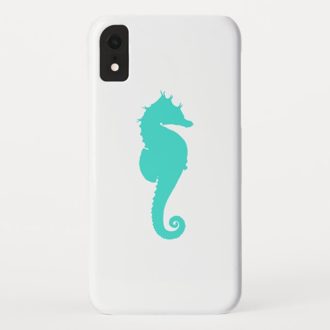 Türkisblaues Pferd auf Weiß Case-Mate iPhone Hülle (Rückseite)