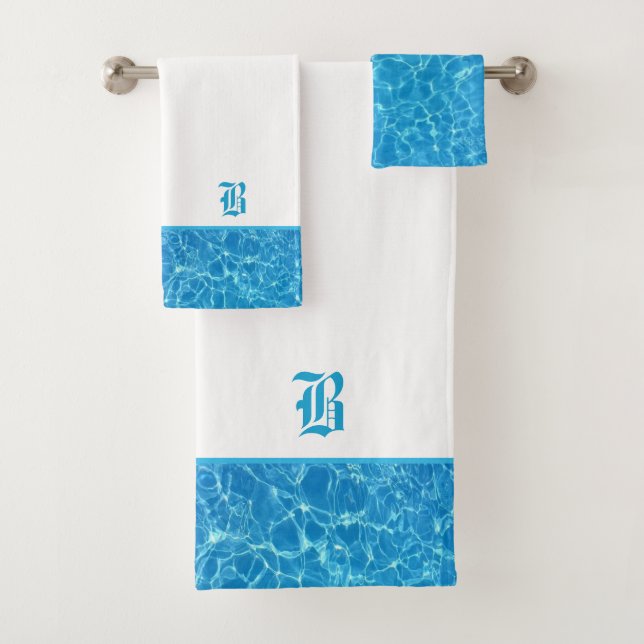 Türkisblaues Wasser und Kalligraphie des Swimmingp Badhandtuch Set (Insitu)