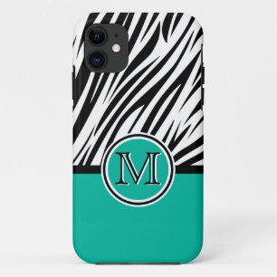 Türkisblaues Zebra Monogram Muster title_seo2