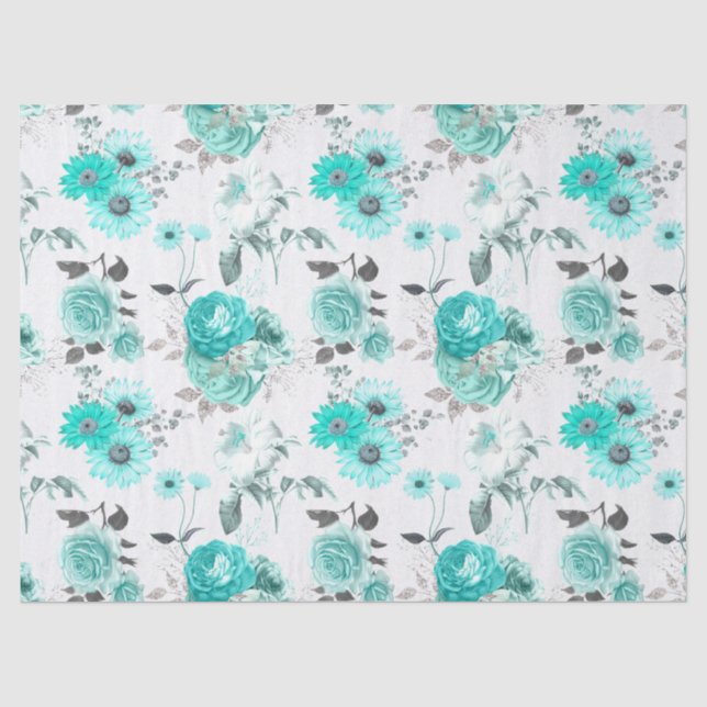Türkisblume Design 9 Gewebepapier Seidenpapier (Vorderseite)