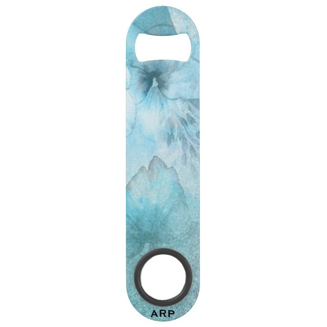 *~* Türkisblume Glitzer Celestie Wasserfarbe Speed Flaschenöffner (Vorderseite)