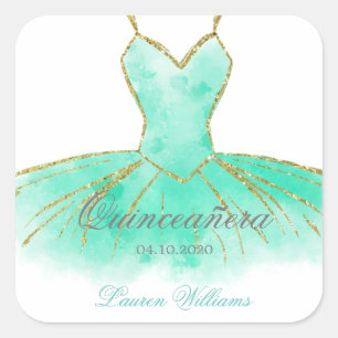 Türkisblume Glitzer Gown Quinceanera Sticker