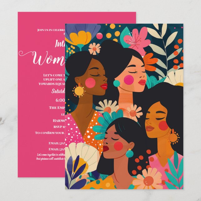 Türkisblume Internationaler Frauentag Einladung (Vorne/Hinten)