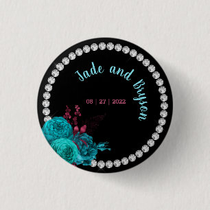 Türkisblume und Mauve Eleganter Kristall Button