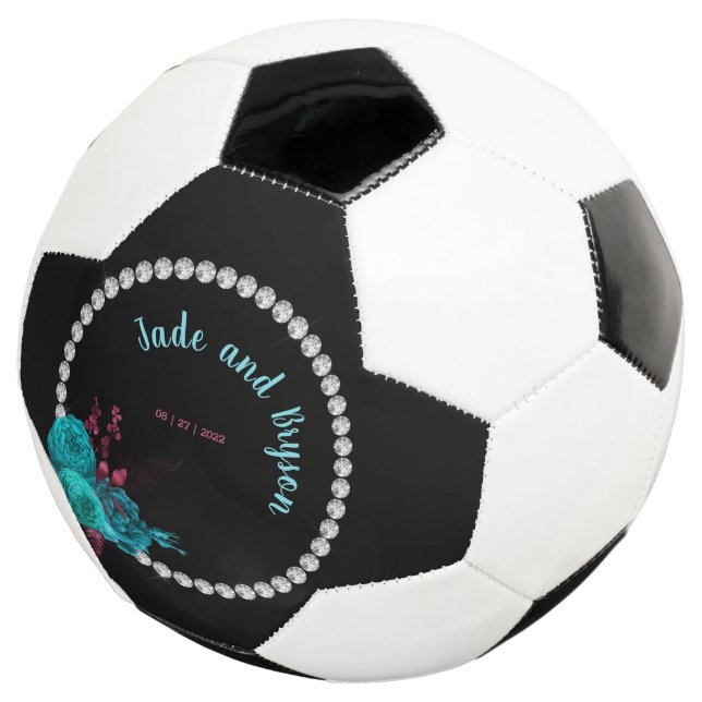 Türkisblume und Mauve Eleganter Kristall Fußball (Dreiviertel)