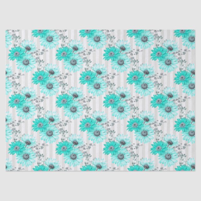 Türkisblumen-Serie Design 4 Gewebepapier Seidenpapier (Vorderseite)