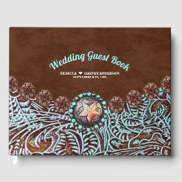 Türkisbraun Cowboy Western Hochzeit Gästebuch
