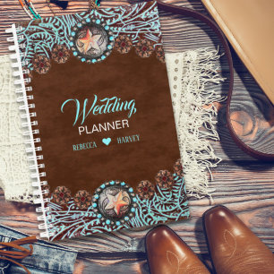 Türkisbraun Cowboy Western Hochzeit Planer