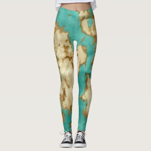 Türkisbraun Creme Animal Cowhide Western Leggings