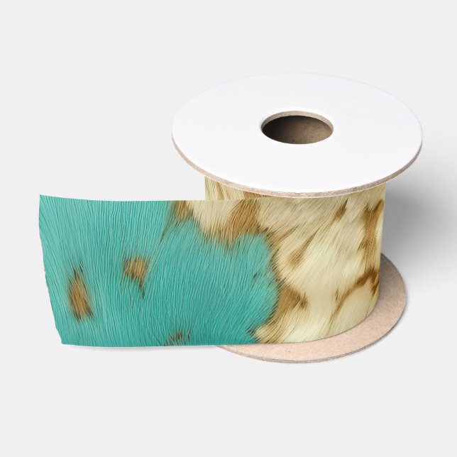 Türkisbraun Creme Animal Cowhide Western Satinband (Spule)
