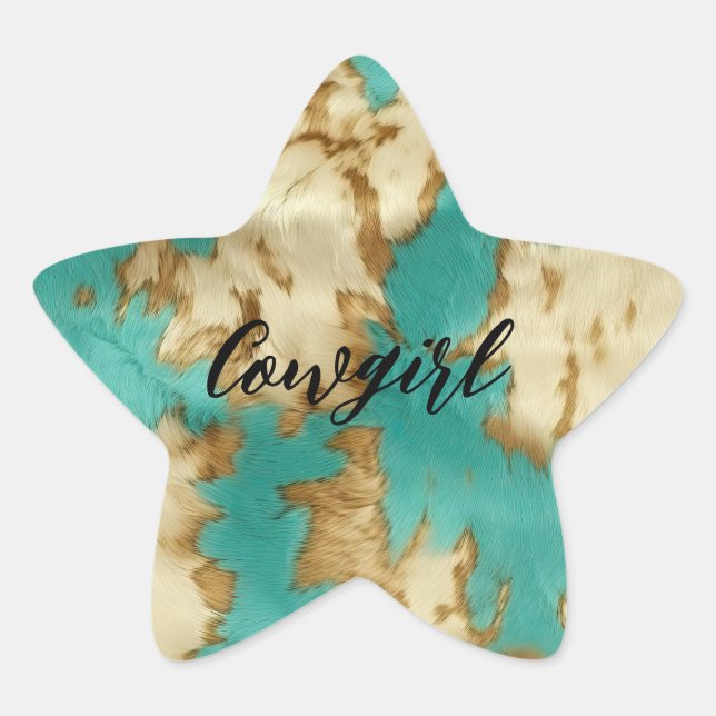 Türkisbraun Creme Animal Cowhide Western Stern-Aufkleber (Vorderseite)