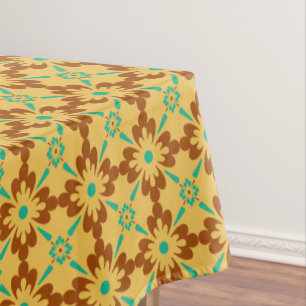 Türkisbraun-Gelb-Ziermuster Tischdecke