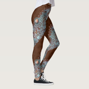 Türkisbraun Western aus lackiertem Leder Leggings