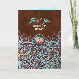 Türkisbraun Western Hochzeit danke