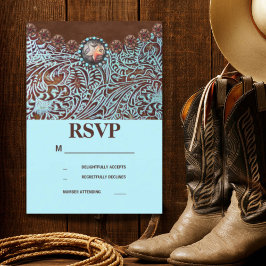 Türkisbraun Western Hochzeit RSVP