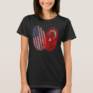 Türkisch-Amerikanische Flagge Fingerabdruck Türkei T-Shirt