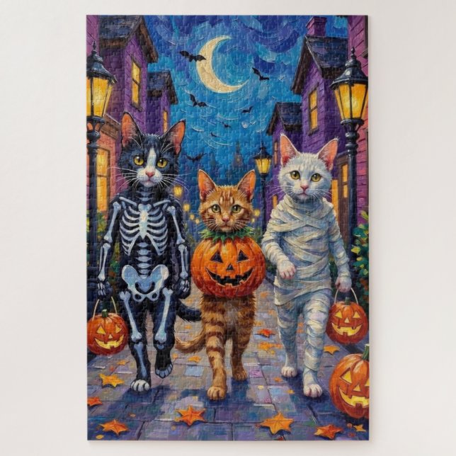 Türkisch-Angora-Katzen zu Halloween-Kostümen (Vertikal)