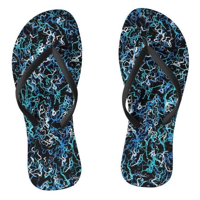 Türkisch, Aquamarin und schwarz Abstrakt Flip Flops (Fußbett)