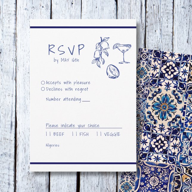 Türkisch-blaue italienische Hand geschrieben RSVP Karte (Von Creator hochgeladen)