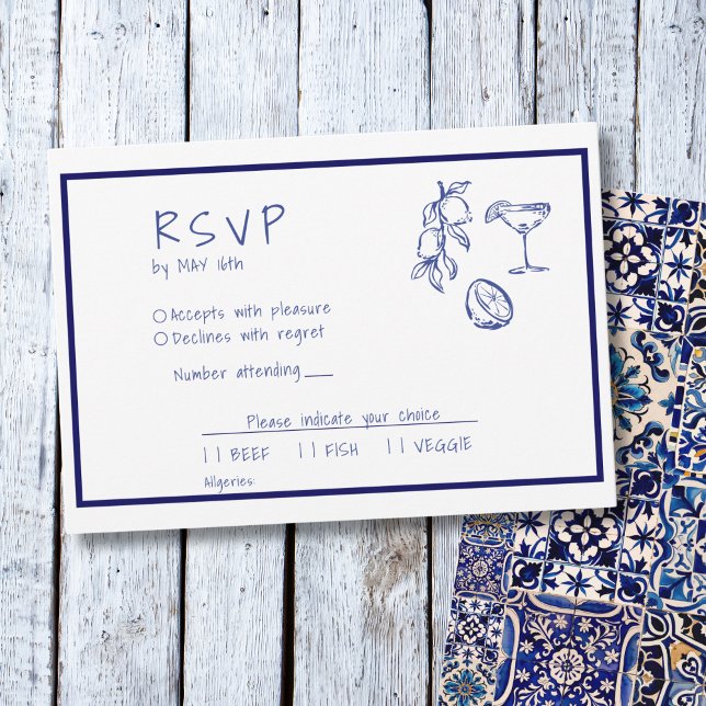 Türkisch-blaue italienische Hand geschrieben RSVP Karte (Von Creator hochgeladen)
