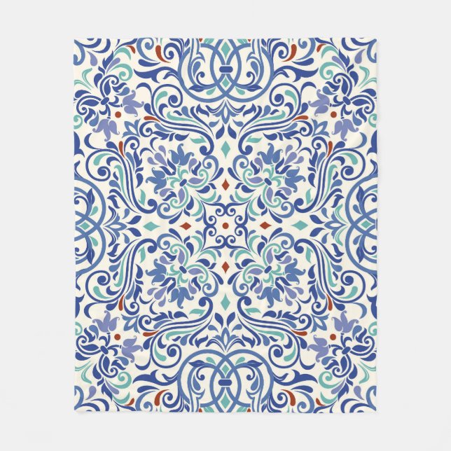Türkisch farbig: Endlose Tile Elegance. Fleecedecke (Vorderseite)