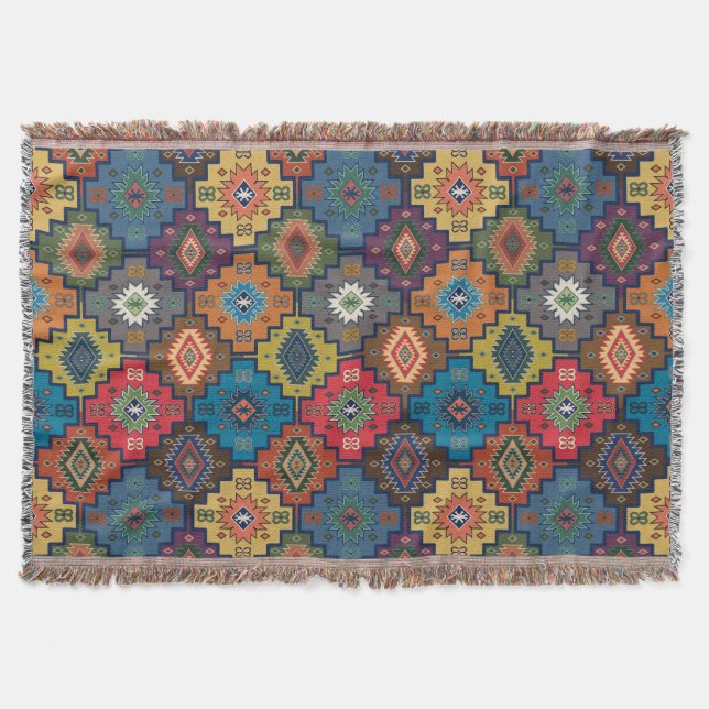 Türkisch farbiges Ethnic Motif-Muster Decke (Vorderseite)