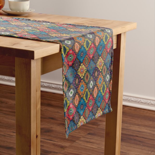 Türkisch farbiges Ethnic Motif-Muster Kurzer Tischläufer (Beispiel)