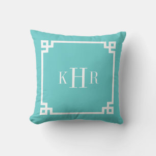 Türkisch griechisches Schlüsselgrenzenmonogramm Kissen