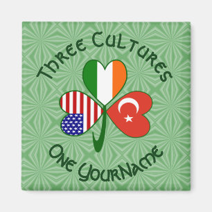 Türkisch Irish American Flags Kleeblatt Ihr Name Magnet