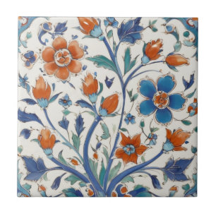 Türkisch-Osmanische Vintage Blumen Blau & Rot Blum Fliese