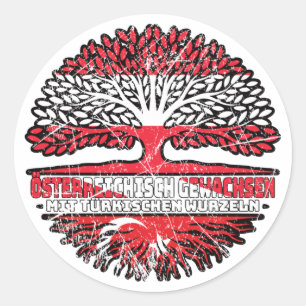 Türkisch Österreichisch Baum Runder Aufkleber